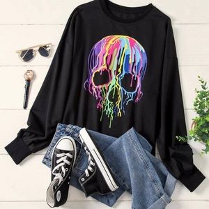 Plus Skull Print Sweatshirt
